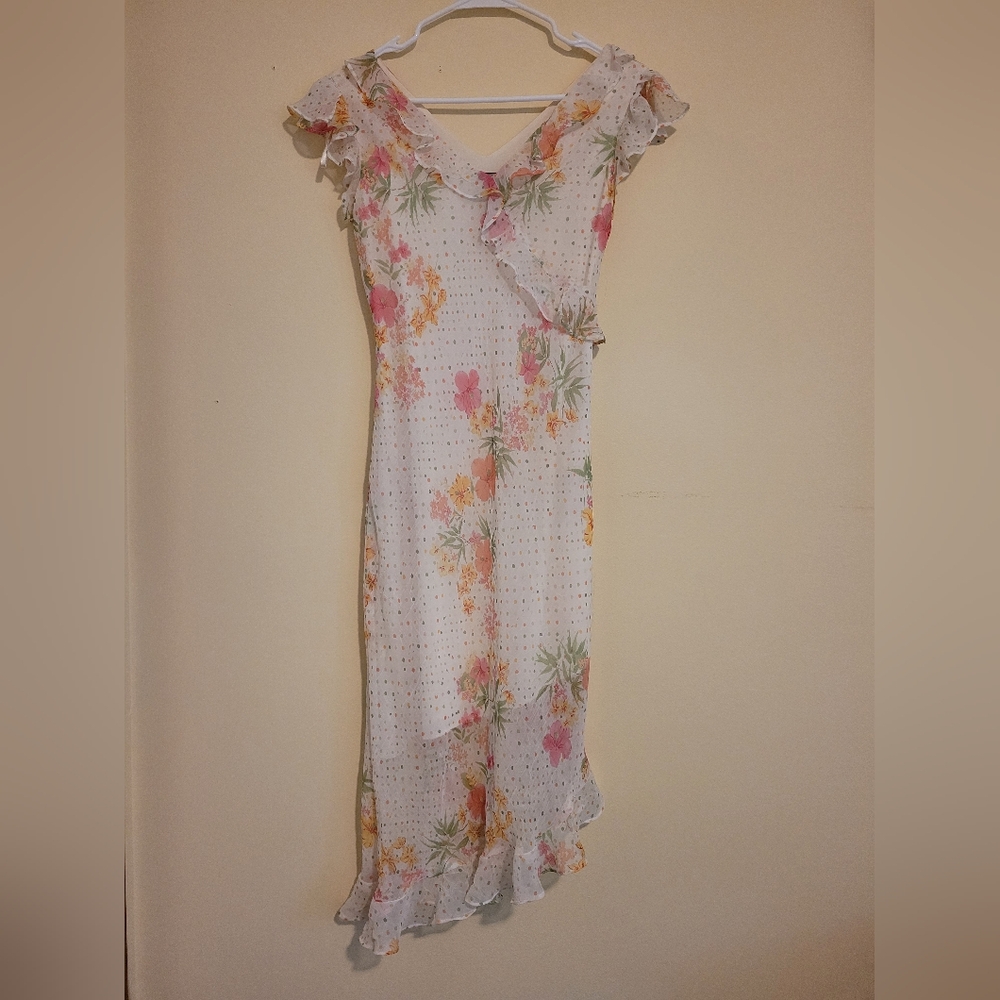 White Ruffled Tiered Maxi Dress with V-Neck